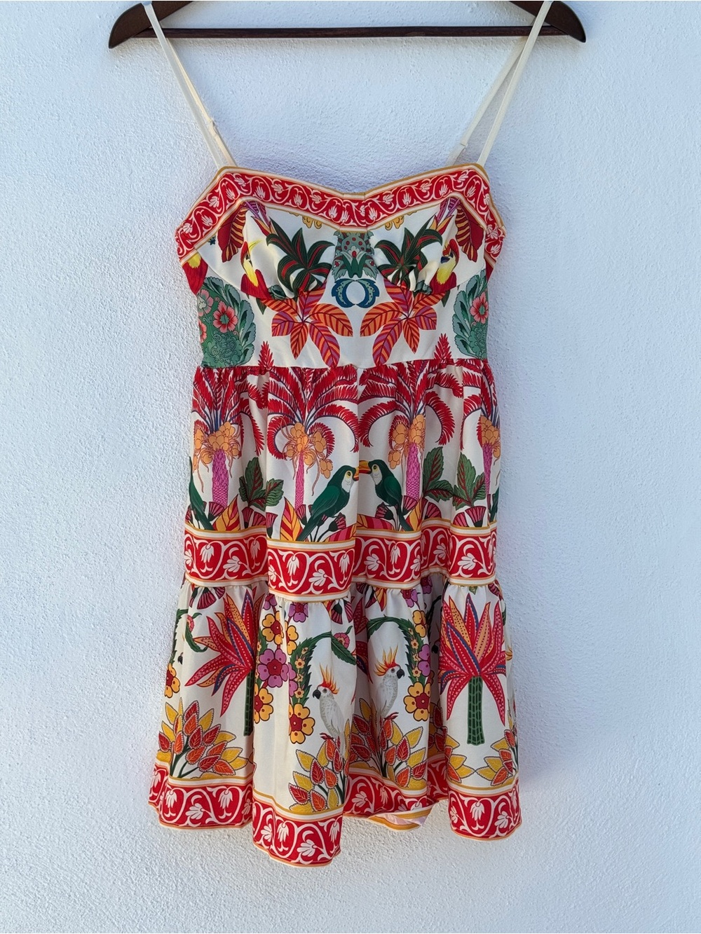 Tropical Print Spaghetti Strap Dress